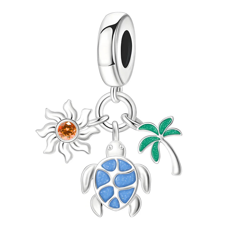 Sterling Silver Ocean-Themed Charm Pendant for Bracelets and Necklaces M0839