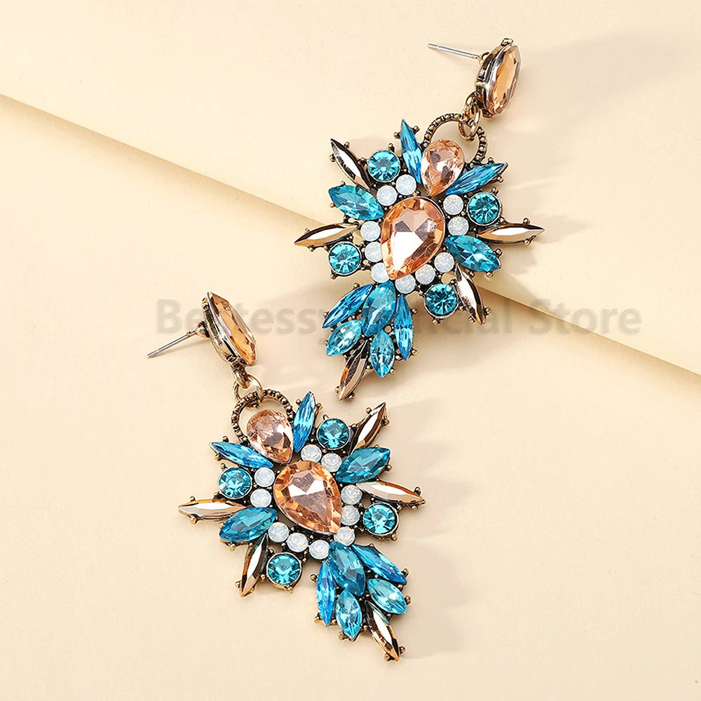 Elegant Rhinestone Drop Earrings for Women - Luxury Chandelier Design for Weddings and Parties