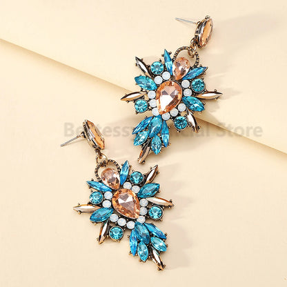 Elegant Rhinestone Drop Earrings for Women - Luxury Chandelier Design for Weddings and Parties