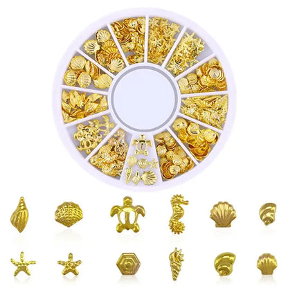 Resin Filling Metal Rivet Moon Stars Nail Art Decorations Mixed Beach Ocean Style Jewelry DIY Charms