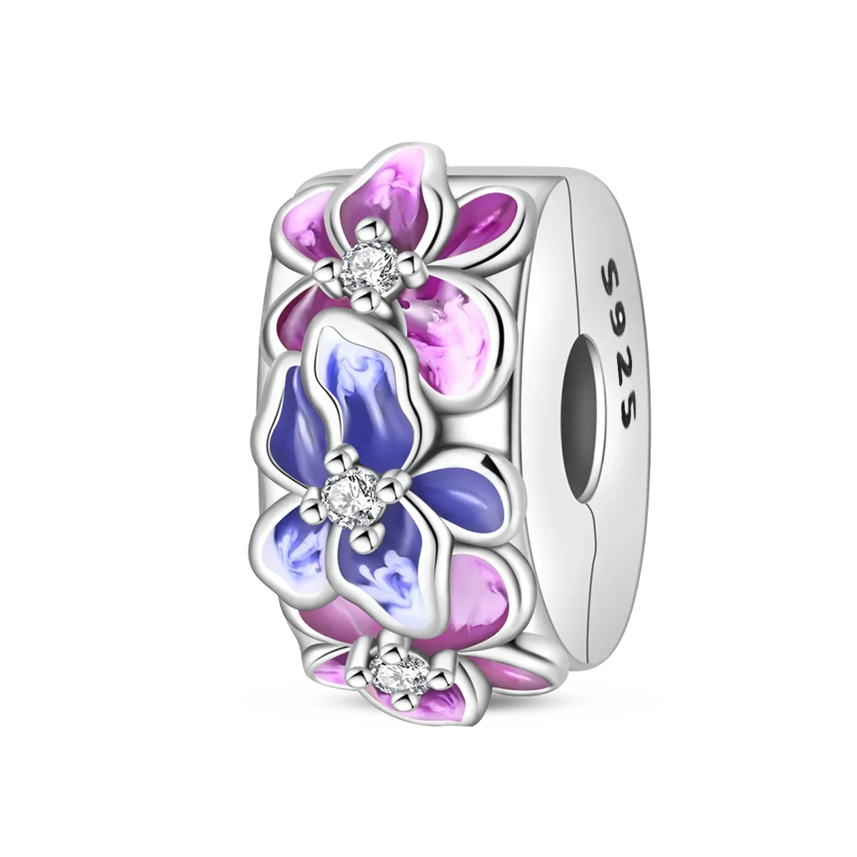 925 Sterling Silver Colorful Butterfly Star Moon Flower Beads Clip Charm for DIY Bracelets Fine Jewelry