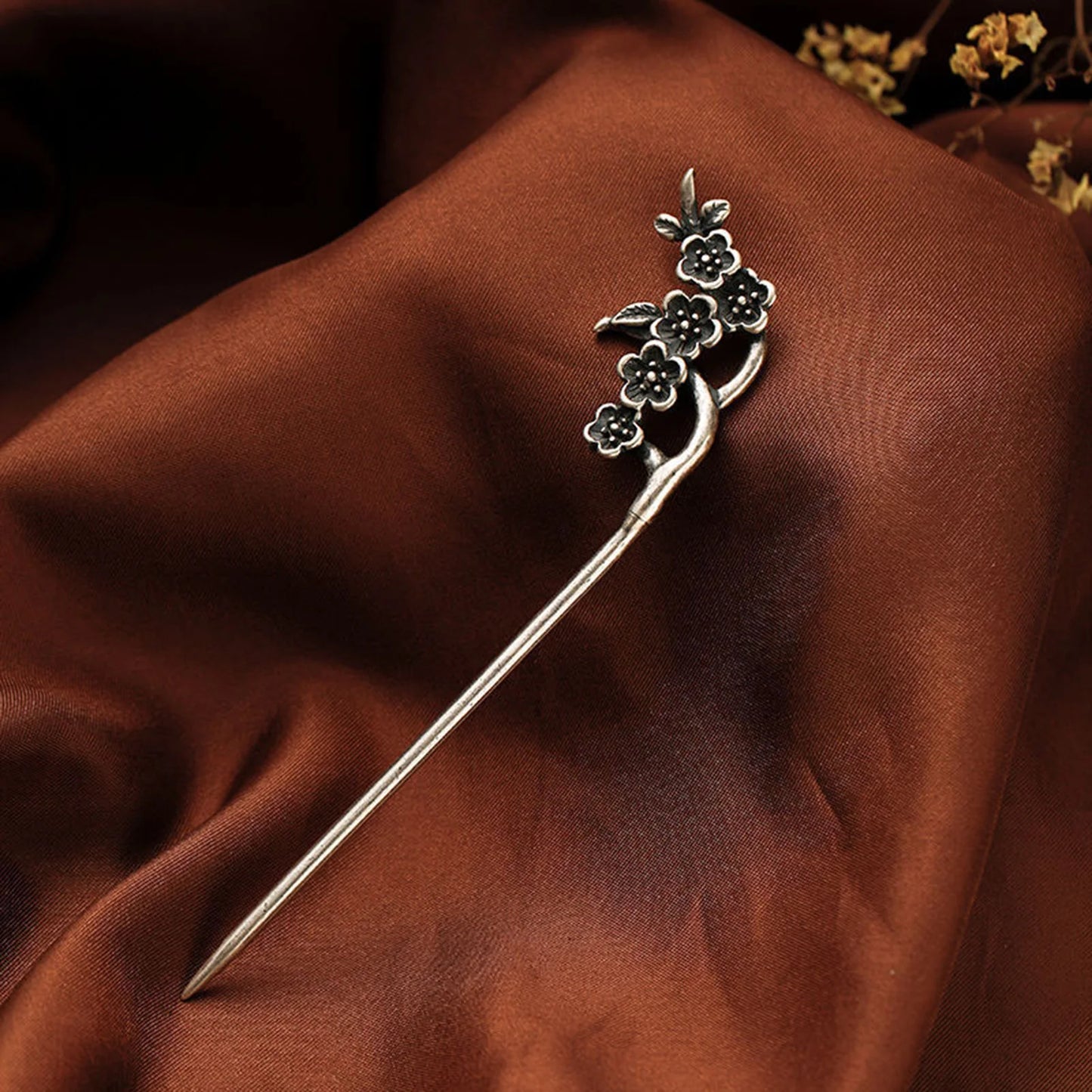 Elegant Floral Metal Hairpin Set for Women - Modern Chinese Hanfu Hair Accessories