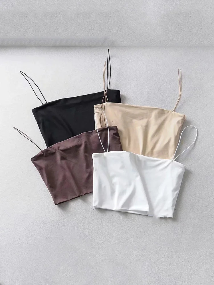 Womens Crop Top Elastic Cotton Camisole Tank Sleeveless