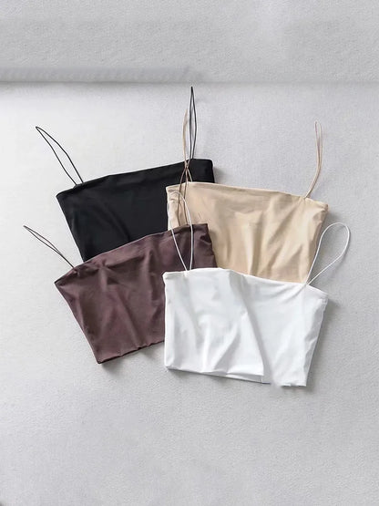 Womens Crop Top Elastic Cotton Camisole Tank Sleeveless