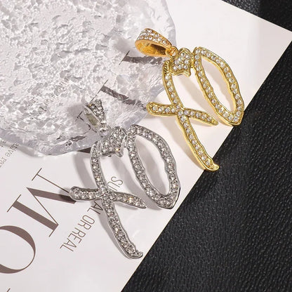 Cubic Zirconia Hip Hop XO Pendant Necklace for Men and Women