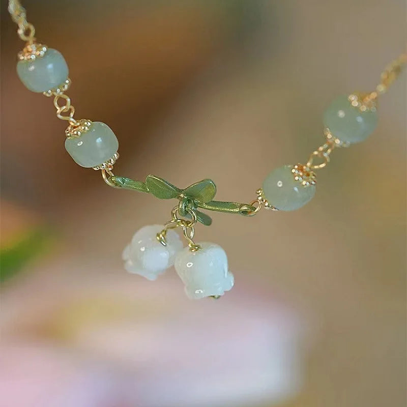 Elegant Lily Valley Enamel Charm Bracelet for Women and Girls