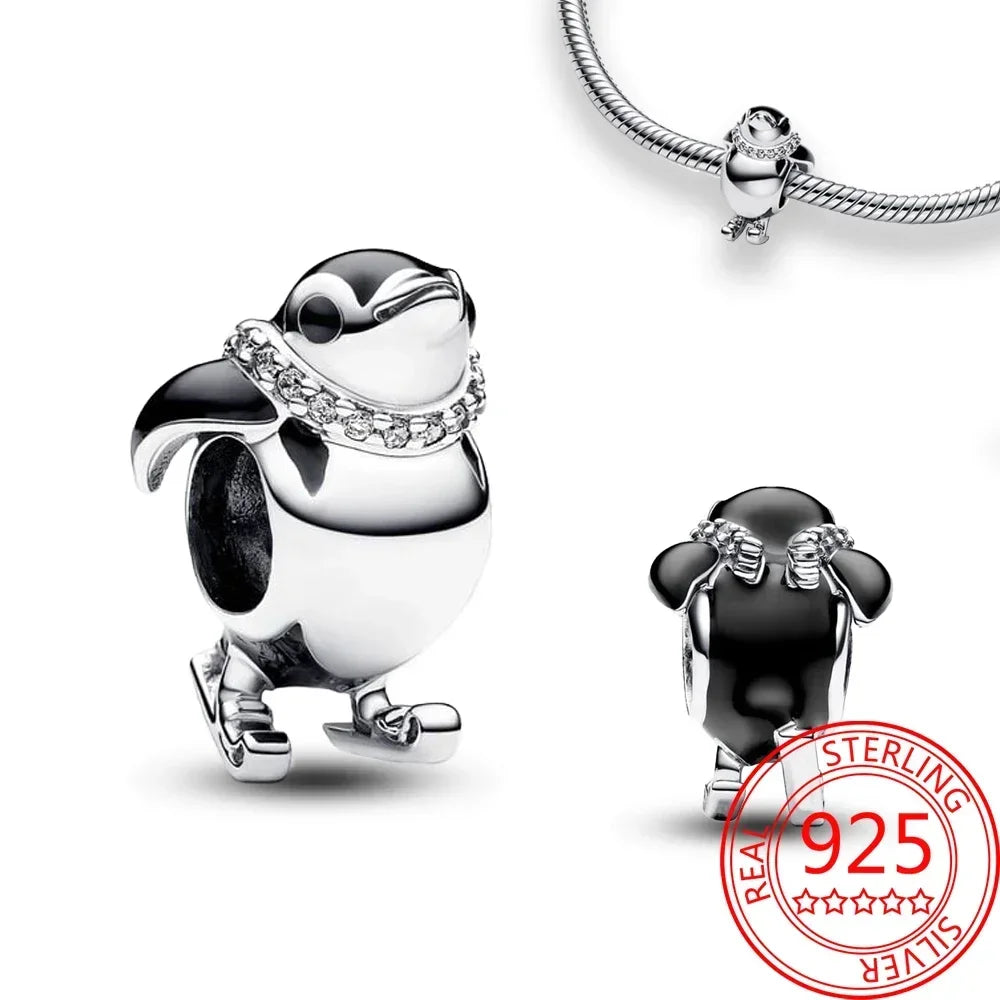 925 Sterling Silver Festive Cookie House Heart Nutcracker Dangle Charm for DIY Christmas Tree and Original Bracelet Gift