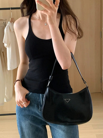 Summer Solid Slim Knit Tank Top For Women Casual Cotton