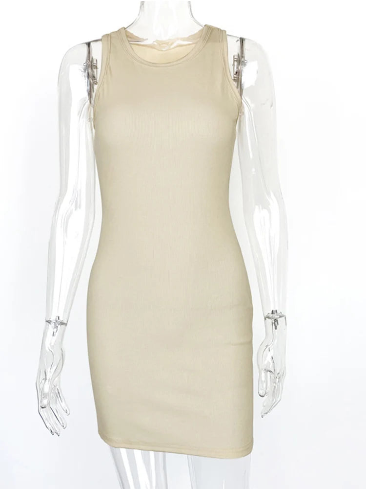 Women's Black Ribbed Bodycon Mini Dress Sleeveless Party