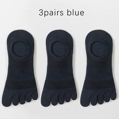 3 Pairs Mens Five Toe Breathable Anti Odor Ankle Socks