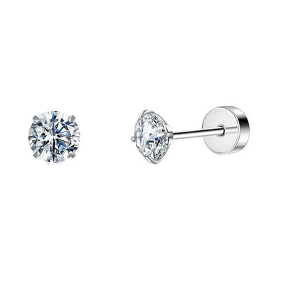 2PCS Set Stainless Steel Heart Moon Stud Earrings for Women Trendy Ear Tragus Cartilage Body Piercing