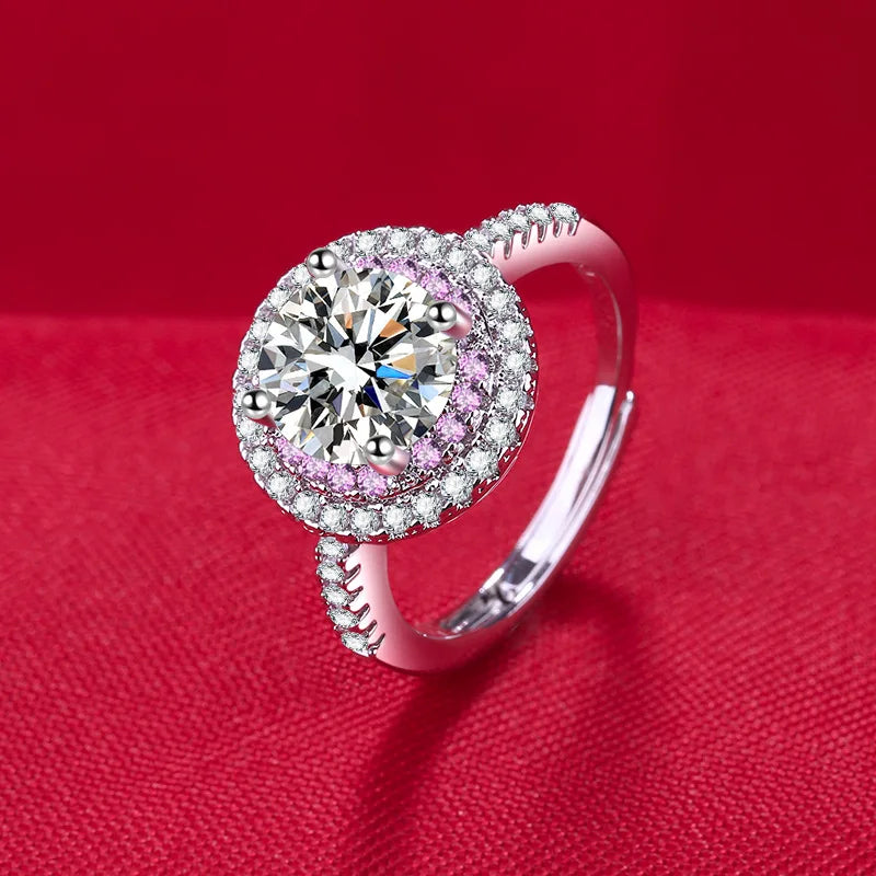 Elegant 925 Sterling Silver Heart Zircon Adjustable Ring for Women