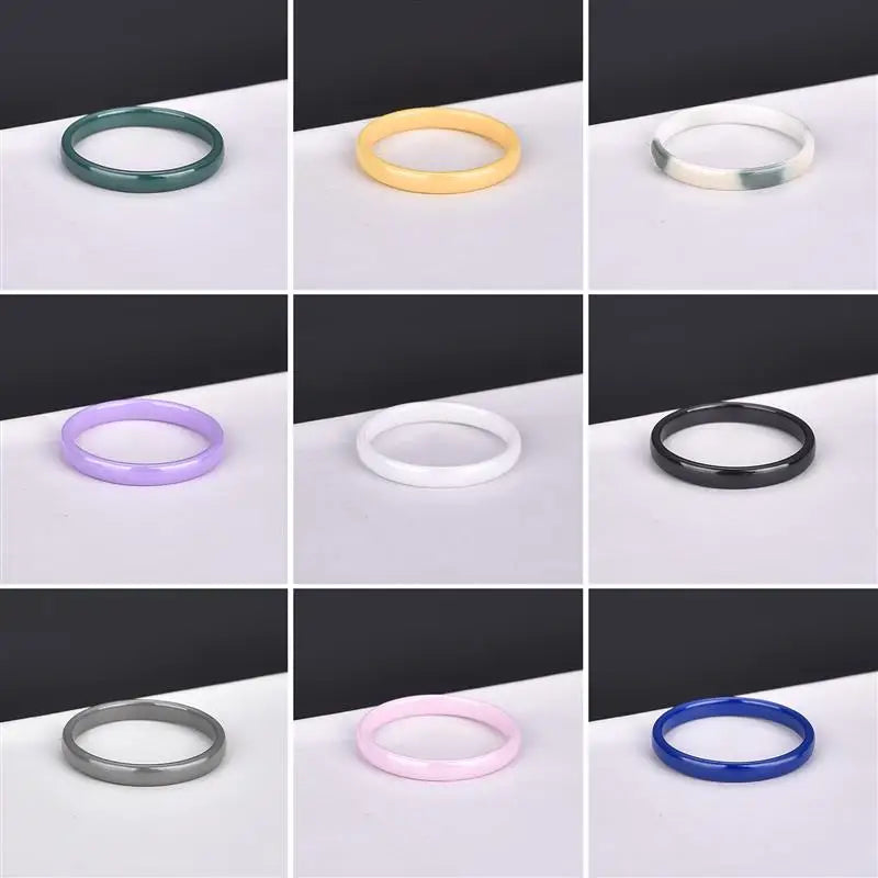 Jiayiqi Smooth Cut Ceramic Rings for Couples in Trendy Colors