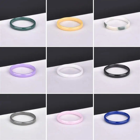 Jiayiqi Smooth Cut Ceramic Rings for Couples in Trendy Colors