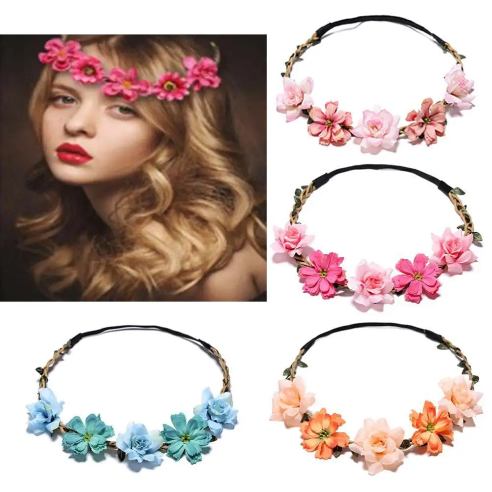 Elegant Floral Wedding Headband Wreath for Women - Bride Flower Crown Party Hair Accessory