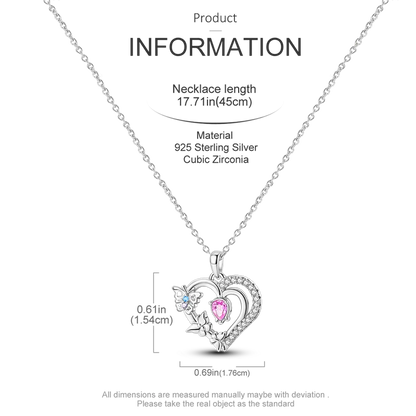 925 Sterling Silver Firefly Heart Zircon Pendant Necklace for Women Anniversary Birthday Gifts KTN042
