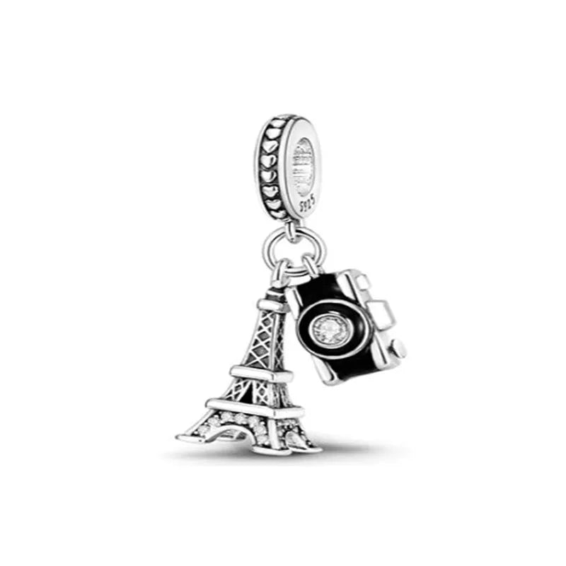 Sunflower Evil Eye Charm 925 Silver Plated Bead for DIY Bracelets Women's Jewelry B2790