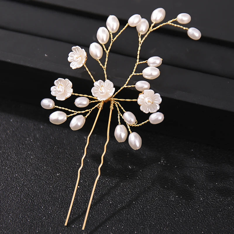 Elegant Crystal Pearl Rhinestone Hairpins for Women Bridal Party Accessories