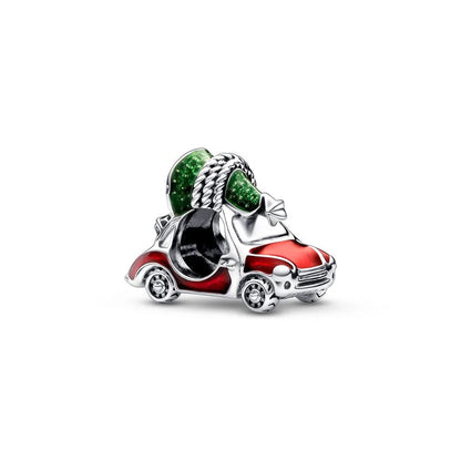 DIY Christmas Charm Bracelet with Santa Reindeer Snowman Tree Train Beads in Silver 925 YY0940