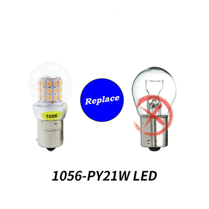 Car LED Bulb P21W and P21/5W 1156 1157 12-24V 6000K White to Amber Error Free Fog Light Side Marker Lamp for Automobiles