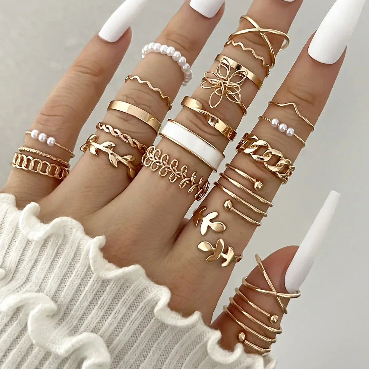 Silver Geometric Knuckle Rings Set for Women with Eye Cross Sun Moon Leaf Charms Boho Jewelry