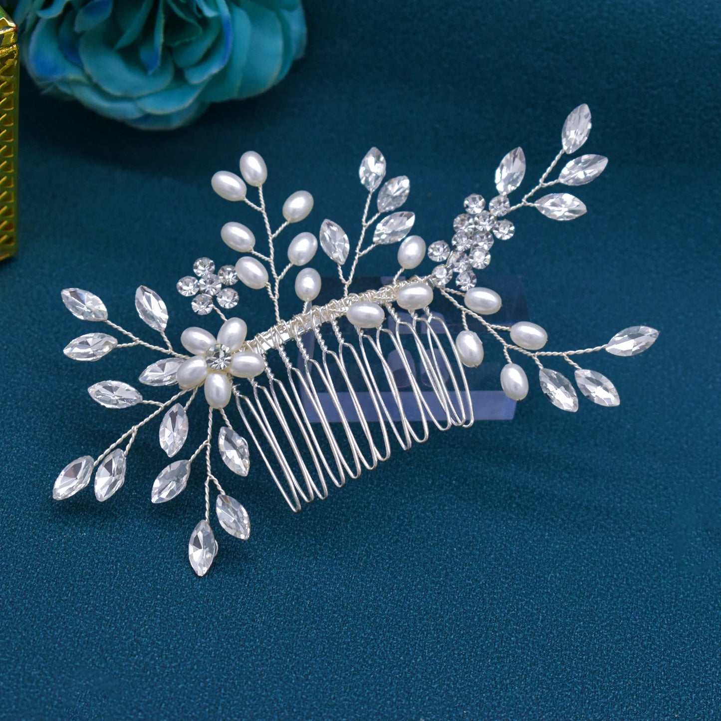 Elegant Crystal Bridal Hair Comb Silver Gold Wedding Headpiece for Women