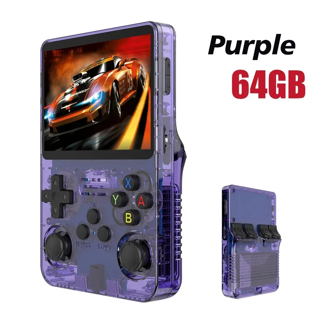 Open Source R36S R36H R36S Max Handheld Game Console Linux 3.5 Inch IPS Screen Orange Portable Pocket Player 64GB Preloaded 15000 Games