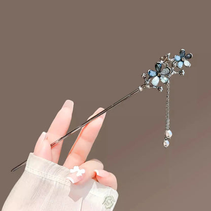 Elegant Floral Metal Hairpin Set for Women - Modern Chinese Hanfu Hair Accessories
