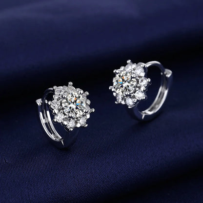 Sterling Silver CZ Crystal Plant Stud Earrings for Women and Teens