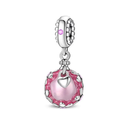 Romantic 925 Sterling Silver Pink Lipstick Heart Bow Rose Flower Zircon Charm Bead for DIY Bracelet Jewelry Gift