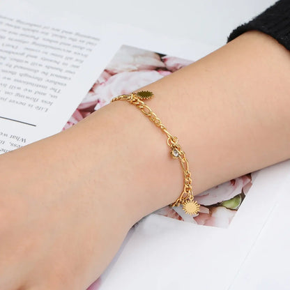 Skyrim Sun Zircon Charm Bracelet for Women - Stainless Steel Fashion Jewelry
