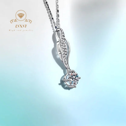 Moissanite Ginkgo Leaf Pendant Necklace S925 Silver IG-Worthy GBA Certified Women's Jewelry