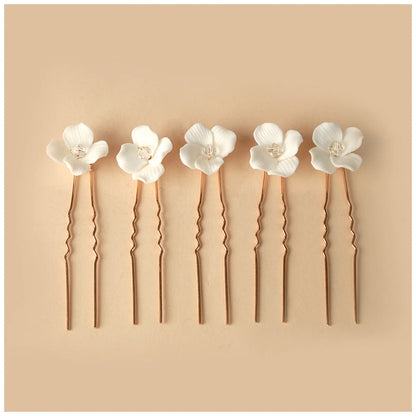 Elegant Bride U-Shaped Hair Sticks - Top-Rated Porcelain Flower Hairpins for Stunning Wedding Looks GE-2