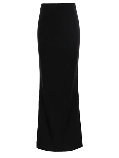 Black High Waist Long Maxi Skirt For Women Seamless Elegant