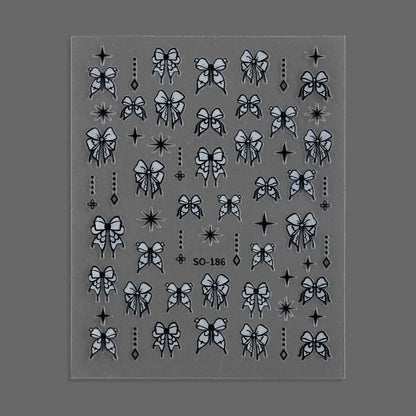 Elegant Black White Floral 3D Nail Art Stickers - Charming Petal Adhesive for DIY Manicure