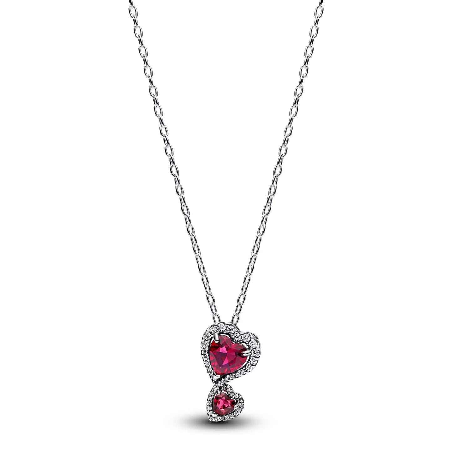 925 Sterling Silver Necklace with Colorful Bow Tie and Red Heart Zircon Pendant Classic Fashion Charm for Women
