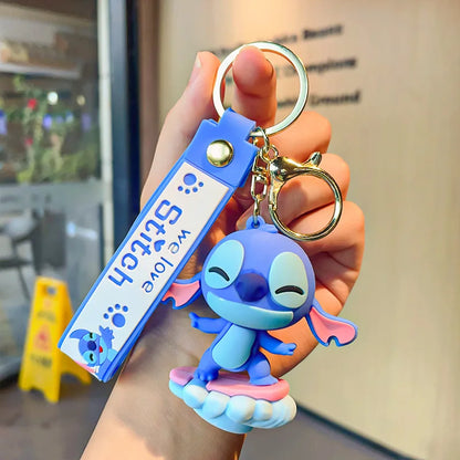Kawaii Anime Disney Keychain Set Featuring Mickey Mouse, Minnie, Lilo & Stitch