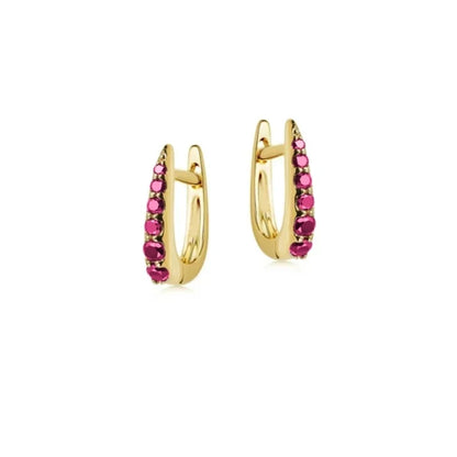 Rose Red Zircon Hoop Earrings for Women Minimalist Dangle Party Jewelry Trend 2025