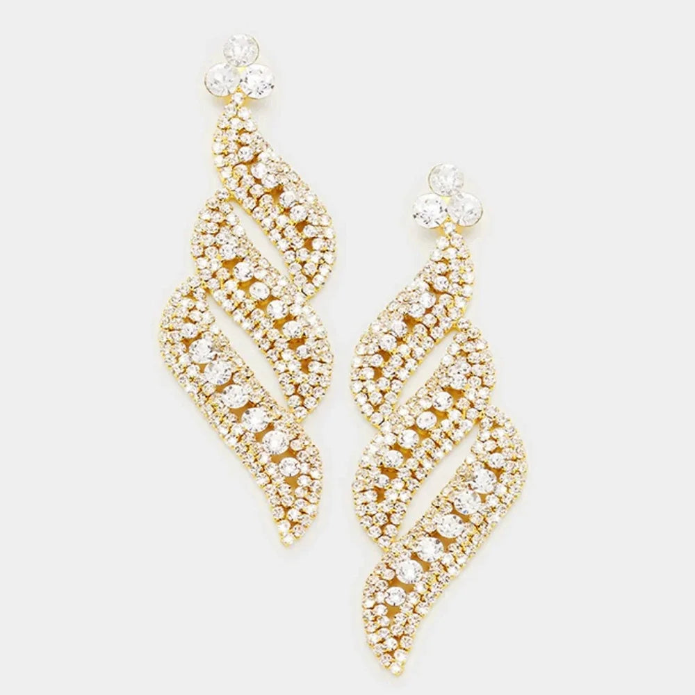 Exquisite Crystal Rhinestone Statement Earrings for Women 2023 Geometric Fashion Jewelry