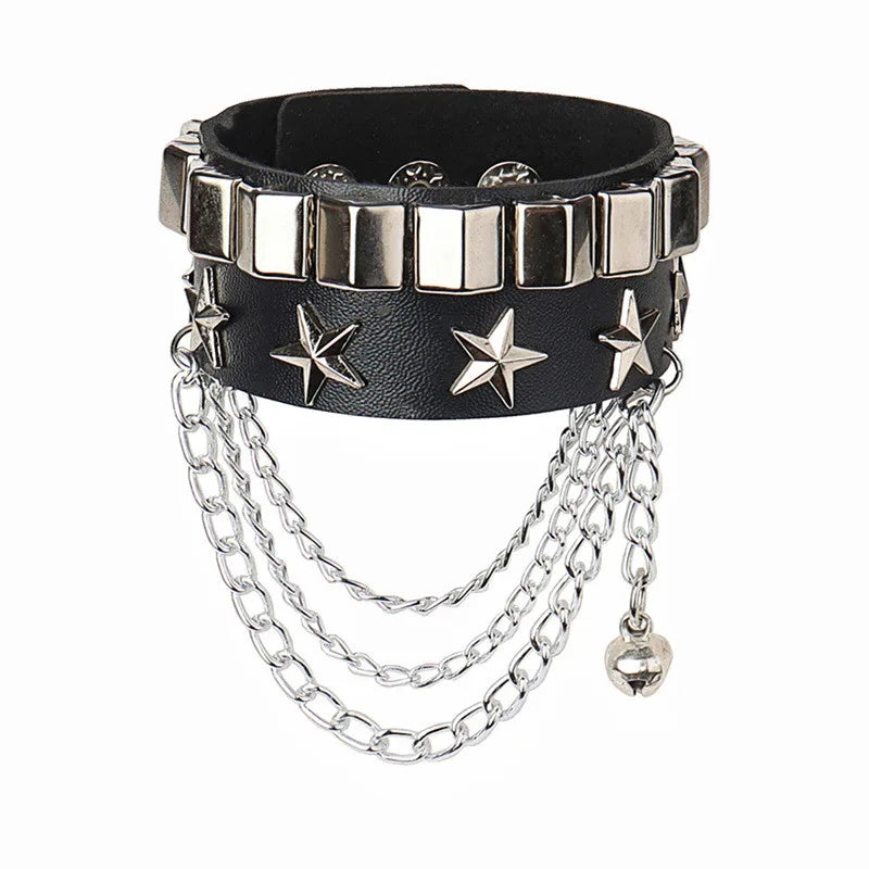 Gothic Punk Cat Heart Leather Bracelet For Women And Men