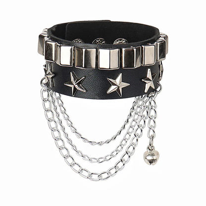 Gothic Punk Cat Heart Leather Bracelet For Women And Men