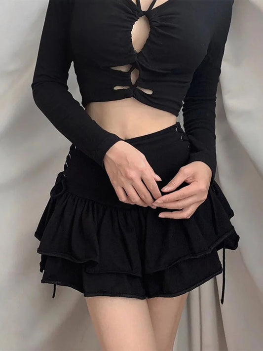 Gothic High Waist Bandage Mini Skirt Harajuku for Women