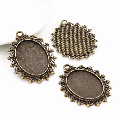 Antique Finish Cameo Cabochon Bracelet Setting Trays in Gold Silver Bronze and Rhodium 10 Pack