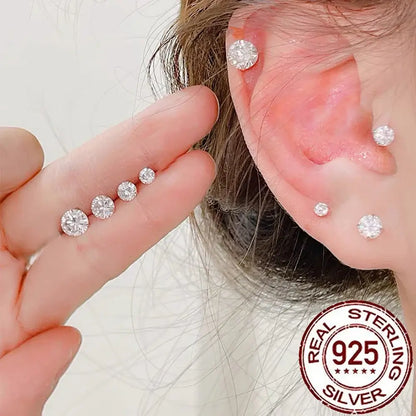 CWWZircons Sterling Silver 925 CZ Stud Earrings