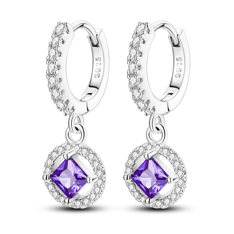 925 Sterling Silver Zirconia Hoop Earrings for Women Engagement Birthday Gift KTE111