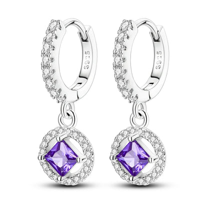 925 Sterling Silver Zirconia Hoop Earrings for Women Engagement Birthday Gift KTE111