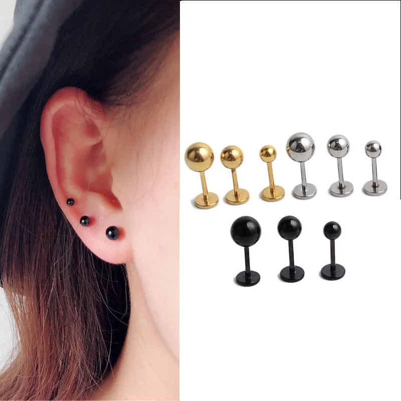 Stainless Steel Tragus Helix Ball Studs Set for Men and Women Body Piercing Jewelry