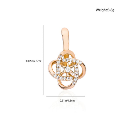 Dckazz Rose Gold Crystal Pendant Intertwined Drop Earrings for Women Christmas Gift