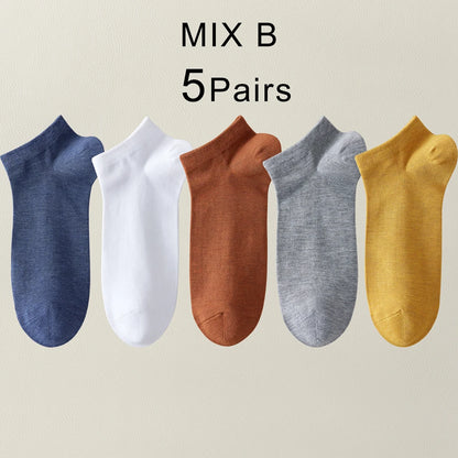 5 Pairs Bamboo Fiber Men No Show Breathable Ankle Socks