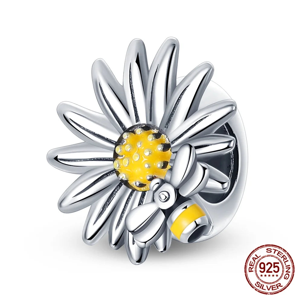 Elegant Sterling Silver Purple Flower Beads for DIY Jewelry and Charm Bracelets